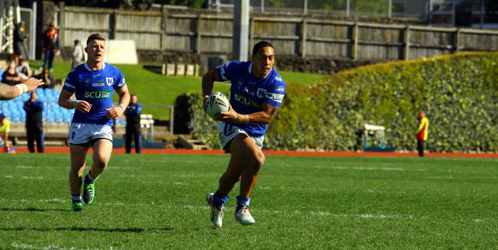 Kurt Kara in action against the NZ Warriors in 2014 during Newtown's miraculous 30-28 come from behind victory . The Jets will be trying for similar heroics this Saturday against a very strong Warriors outfit.