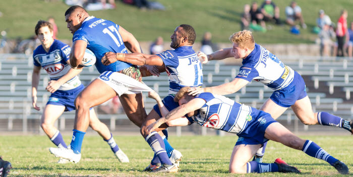 Big Saulala Houma’s vital try in the 72nd minute of Saturday’s drawn game against Canterbury-Bankstown brought back memories of the barnstorming try he scored against Illawarra in that never-to-be-forgotten Reunion Day match of 2012.  Photo: MAF Photography
