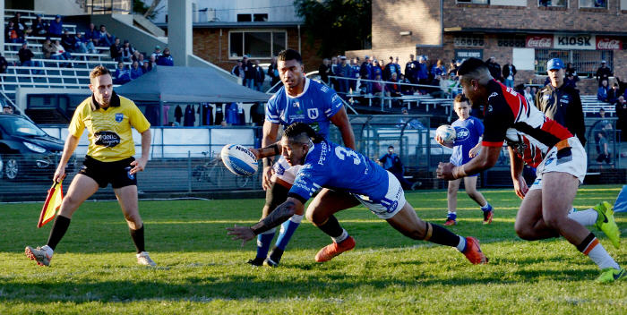 Newtown Jets centre Bessie Aufaga-Toomaga scores against Wests Tigers at Henson Park last Saturday. Photo: Michael Magee Photography.
