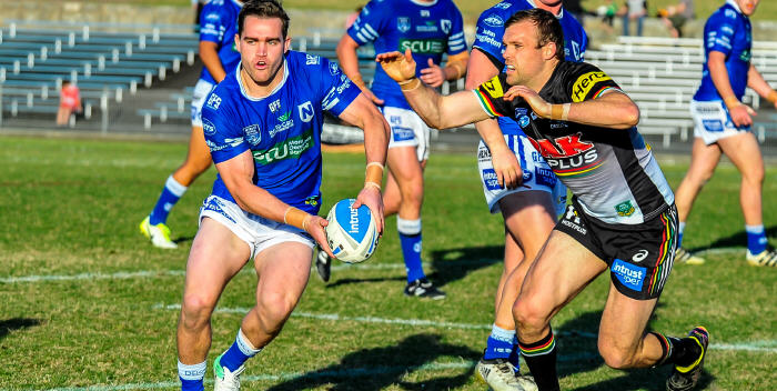 Jets hooker Adam Clydsdale (with the ball) was one of Newtown’s best forwards against the Penrith Panthers at Henson Park last Saturday. Photo: Gary Sutherland Photography.
