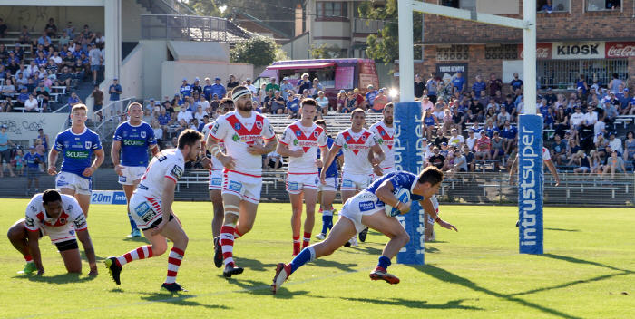 Newtown Jets halfback Kyle Flanagan scores against St George Illawarra last Saturday at Henson Park. Photo: Michael Magee Photography.
