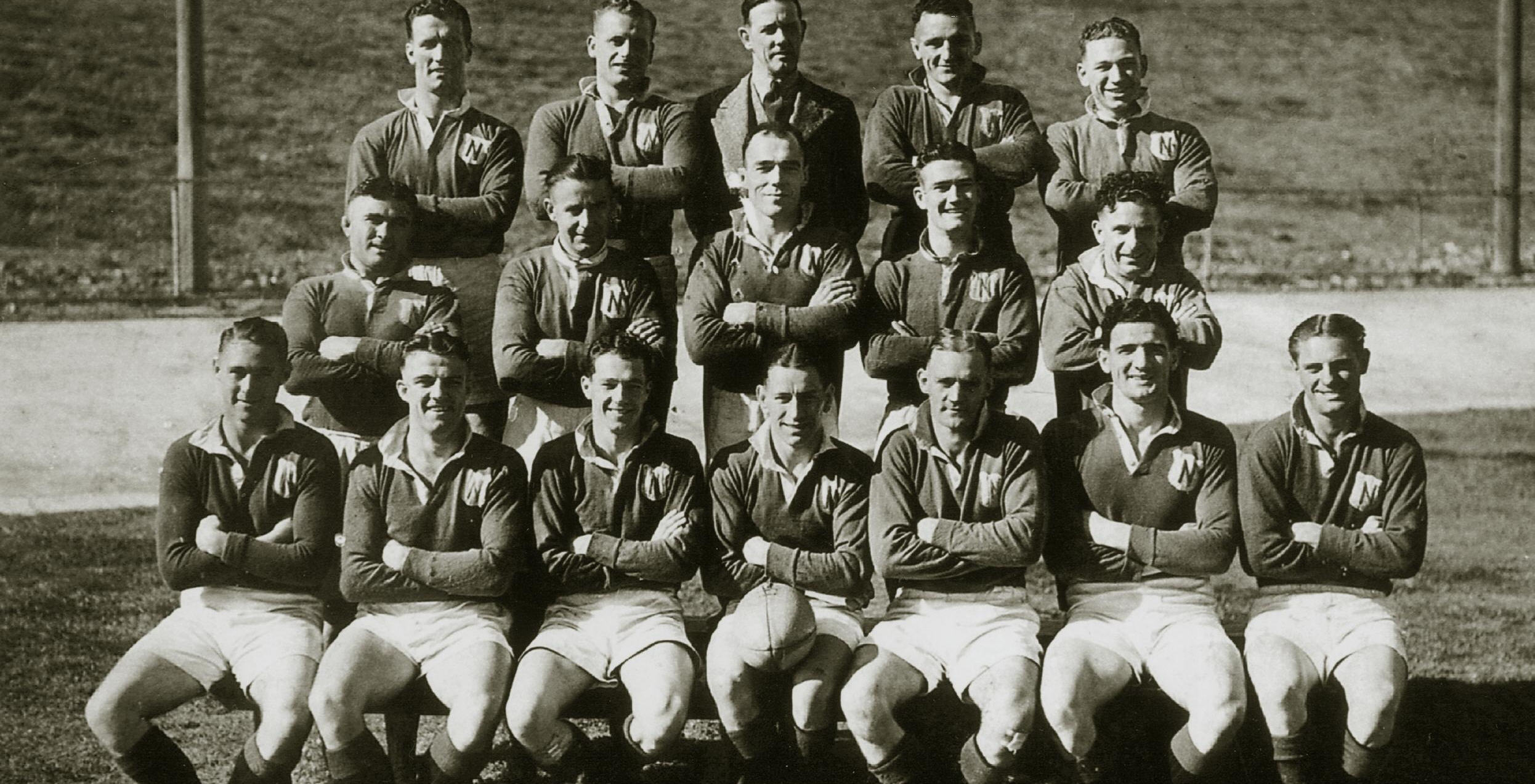 Frank Hyde (front row, second from right) pictured here in Newtown's team of 1936 - their first ever season at Henson Park. Photo: NRLFC Archives c/- Terry Williams
