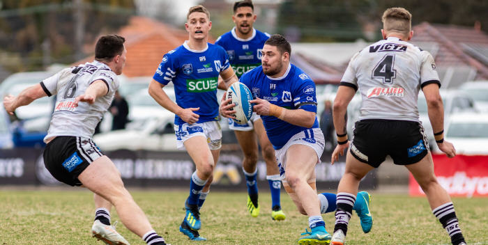 Newtown Jets interchange player Addison Demetriou tests the Western Suburbs defence at Henson Park last Saturday. Photo: Mario Facchini, mafphotography
