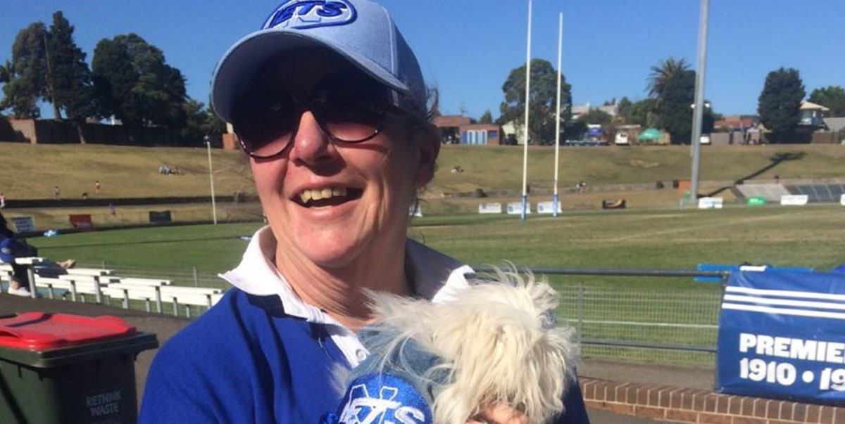 Kim-Fuller Jets member Kim Fuller with her dog. Takisha (Supplied).