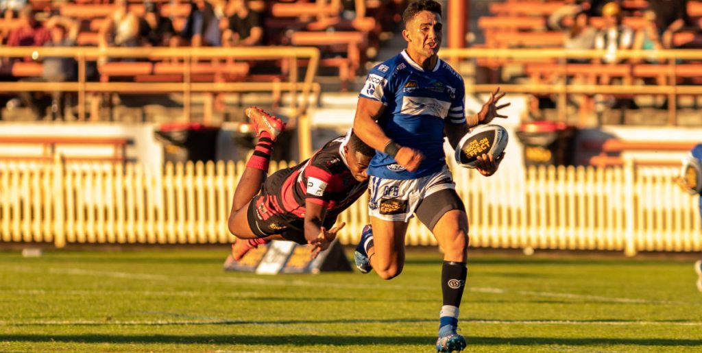 Kayal Iro bursts free to score a valuable try against North Sydney on the 8th May 2022. (Photo: Mario Facchini / mafphotography